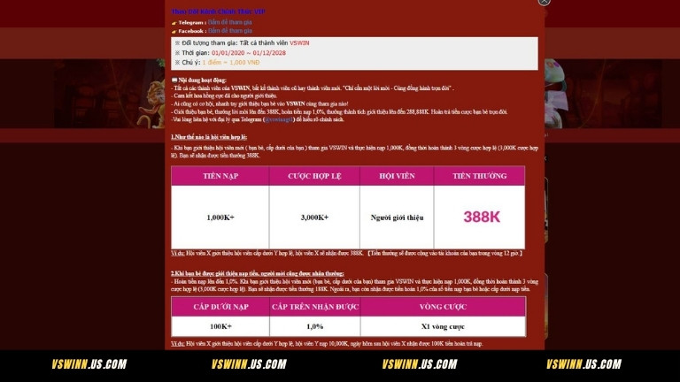 Giới thiệu bạn bè tham gia VSWIN nhận thưởng cực đã