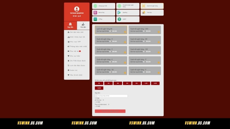 Hướng dẫn nạp tiền VSWIN bằng cách quét mã ngân hàng