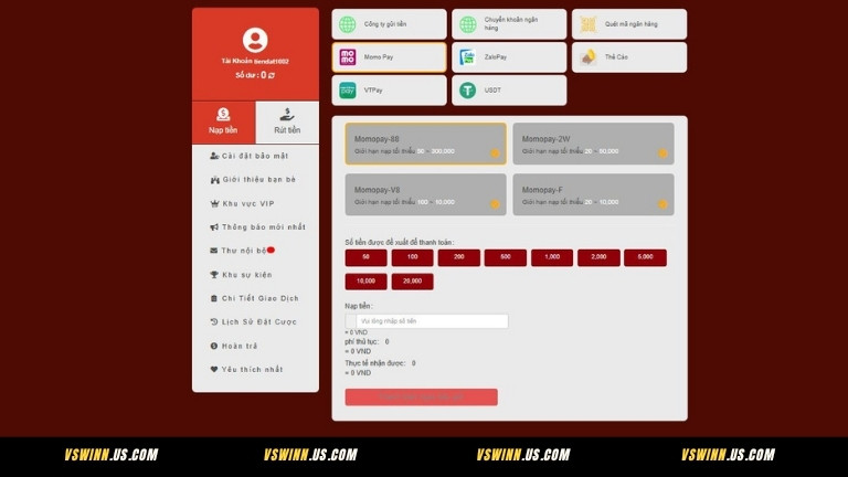 Nạp tiền VSWIN qua ví điện tử – Tiện lợi cho mọi thiết bị